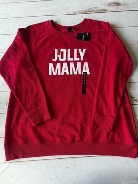 NWT Torrid Jolly Mama Classic Fit Cozy Fleece Sweatshirt Jester Red Size 2X 18-2